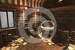 Old library energy preload, complete scene for background. photo