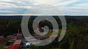 Old Ligatne Paper Mill Village From Above in Ligatne, Latvia.