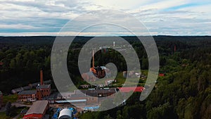 Old Ligatne Paper Mill Village From Above in Ligatne, Latvia.