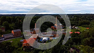 Old Ligatne Paper Mill Village From Above in Ligatne, Latvia.