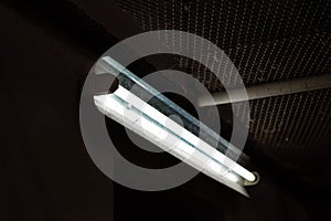 Old light bulb dark room.