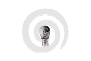 Old light bulb has burn marks black color from caused by electric shock isolated on white background with clipping path