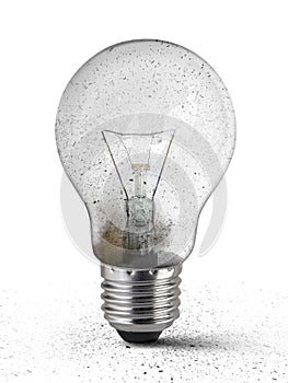 Old light bulb isolated on white background