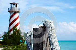 Old light house over-looking ocean