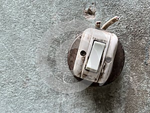 Old light power switch with tear electronic wire