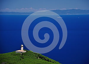 Old Lighthouse abandoned seaview, Giglio Island, Tuscany , Italy