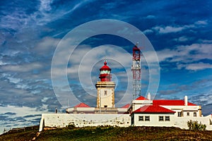 Old lighthouse at the Cabo da Roca in Portugal.