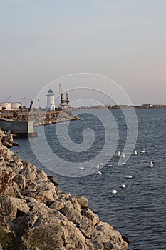 Old lighthouse located in Mangalia, Romania.