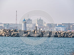 Old lighthouse located in Mangalia, Romania. One of the tourist attraction in the city of Mangalia