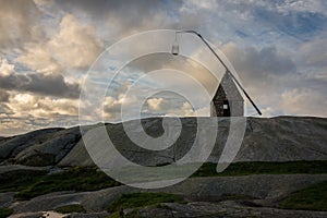 Old lighthouse made of rocks, at Verdens Ende in Vestfold Norway