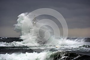 Lighthouse in the port of Ahtopol, Black Sea, Bulgaria