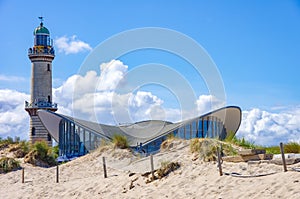 Old Lighthouse and Teapot, Rostock-WarnemÃ¼nde, Mecklenburg-Vorpommern, Germany