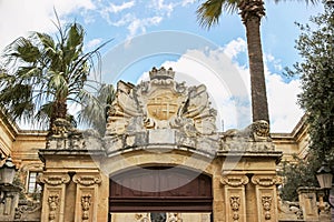 Old limestone architecture at old town Mdina in Malta