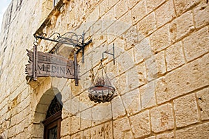 Old limestone architecture at old town Mdina in Malta