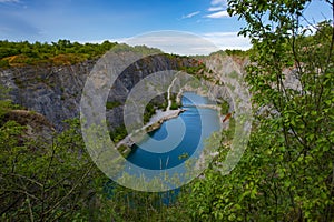 old limestone quarry Amerika with lake in Czech Republic