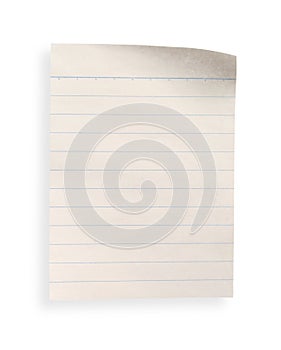 Old lined paper with clipping path