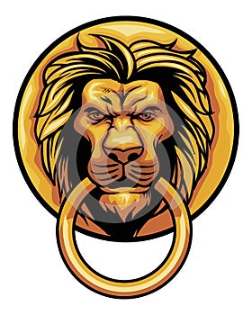 Old lion head door ornament