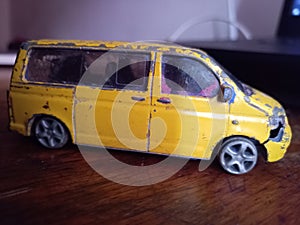 Old little vw t5 that I found, scratch yellow toy