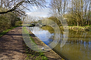 The old lock gates closed across the Erewash Canal near Ilkeston, Derbyshire