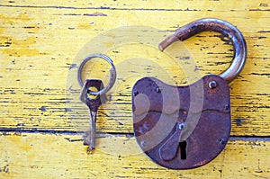 Old lock with a key