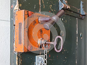 Old lock in a prison