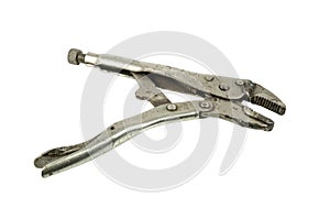 Old locking pliers isolated on a white background