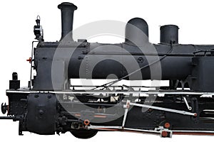 Old locomotive isolated on white