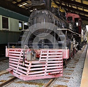 Old Locomotive on Tracks