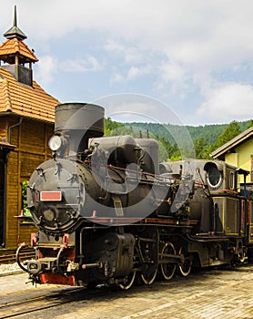 Old locomotive waiting for departure