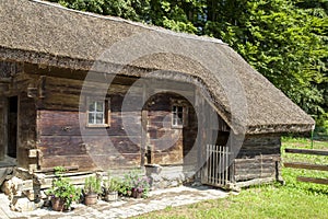 Old lodge with straw thatched roof