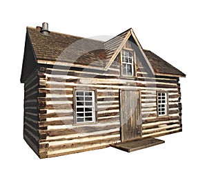 Old Log Cabin isolated photo