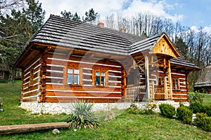 Old log house in an open-air ethnography museum