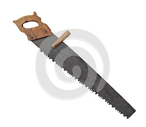 Old log saw isolated.