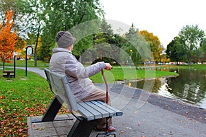 Old, lonely woman photo