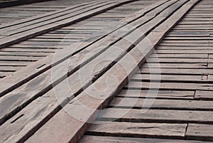 Old an long wooden bridge at Sangklaburi,Kanchanaburi province,