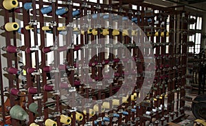 Old loom with cotton