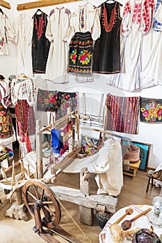 An old loom in a traditional workshop