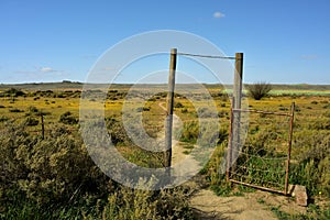 An old lopsided gate in the veld of Namaqualand