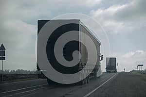 Old Lorry Traffic Transport on motorway in motion