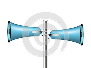 Old loudspeaker system in light blue design