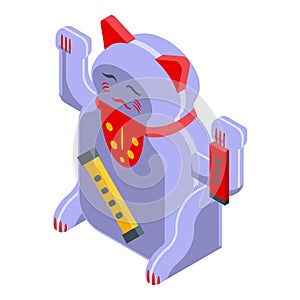Old lucky cat icon, isometric style