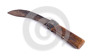 Old machete isolated on white background
