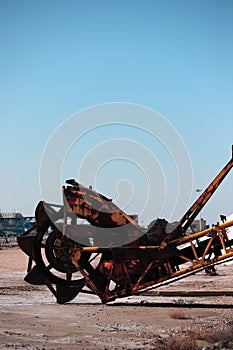 Old machine for extracting sea salt in a saline in the Camargue