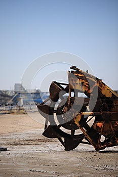 Old machine for extracting sea salt in a saline in the Camargue