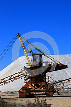 Old machine for extracting sea salt in a saline in the Camargue