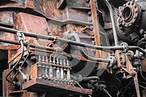 Old machine. rusty metal machinery detail.