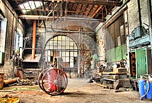 Old machinery in a deserted factory, urbex photo