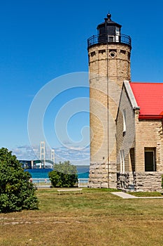 Old Mackinac Point Lighthouse on the Straits of Mackinac Michigan, USA