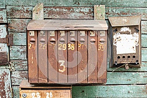 old mailboxes hanging