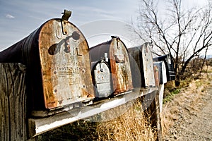 Old mailboxes in Midwest USA photo